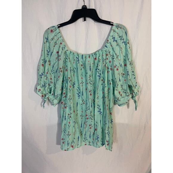 Lauren Conrad womens xl green floral shirt - Picture 2 of 3